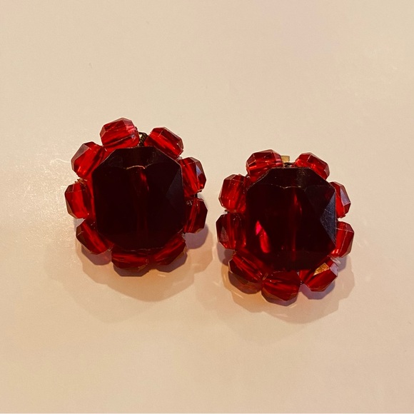 Vintage West Germany Cherry Red Clip On Earrings & Neclace - Picture 2 of 5